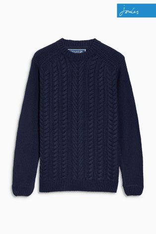 Joules Navy Crew Neck Cable Knit Jumper